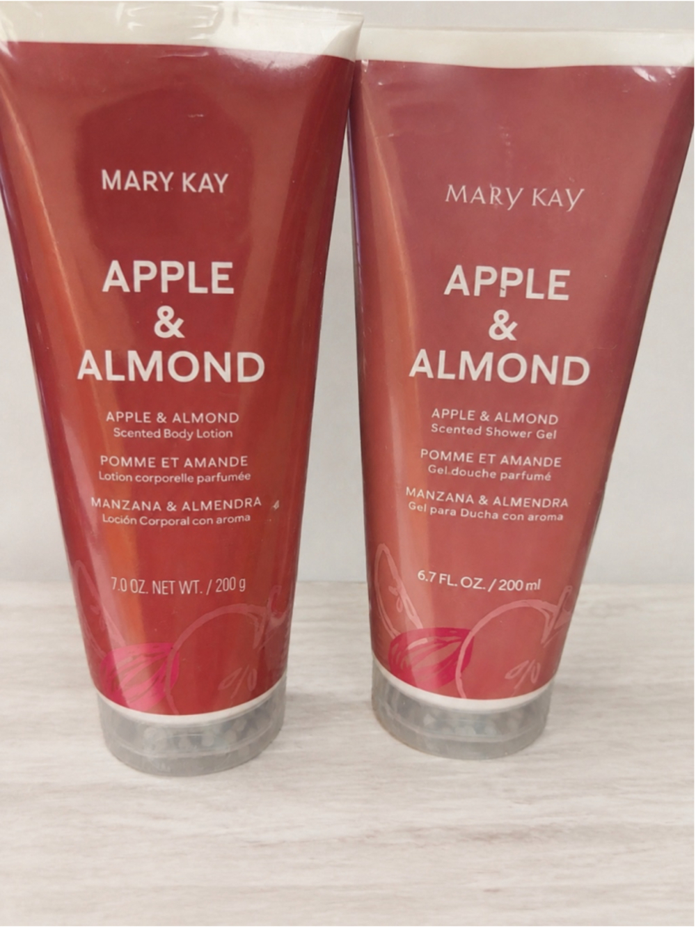 Mary Kay Apple & Almond Body Lotion and Shower Gel Set, One Size, Red/White